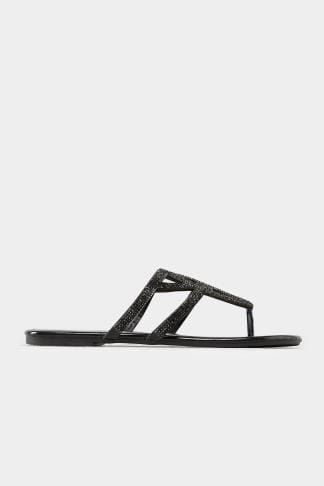 Black Espadrille Wedge Sandals In EEE Fit