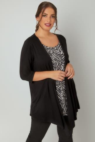 Black Sequin Embellished Knitted Batwing Cardigan, Plus size 16 to 36