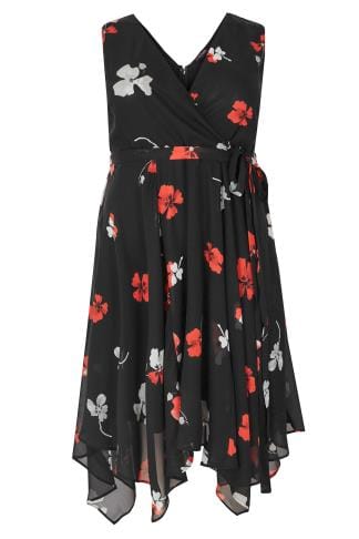 LADY VOLUPTUOUS Black & Multi Lyra Floral & Butterfly Print Dress, Plus ...