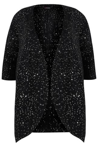 embellished sequin batwing cardigan knitted plus