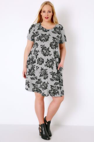 Navy & Multi Floral Print Wrap Maxi Dress, Plus size 16 to 36