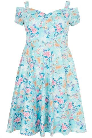 YOURS LONDON Pink Floral Embellished Tea Dress, plus size 16 to 32