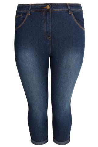 voucher and m h code Plus size 16 32 Indigo Cropped Jeans, Denim to