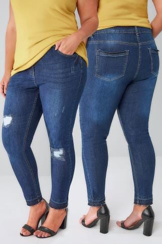 Black Super Stretch Skinny Jeans, Plus Size 16 to 28