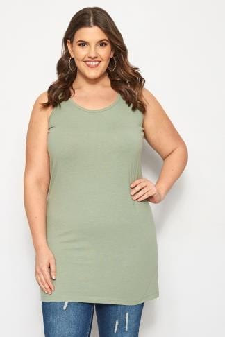 Khaki Longline Vest | Plus Sizes 16 to 36 | Yours Clothing