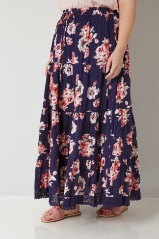 tiered lace maxi skirt