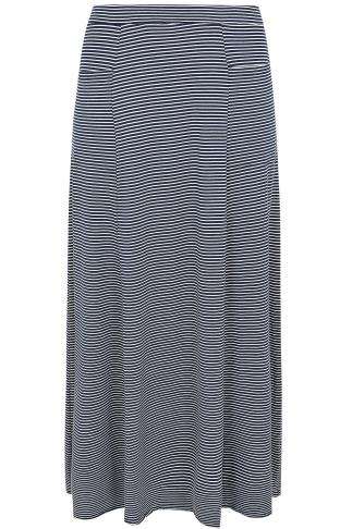 maxi skirt pockets stripe navy plus yours london