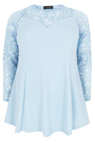 yoke peplum sleeves powder lace
