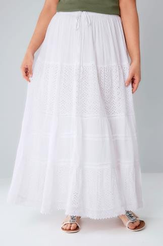 white broderie maxi skirt