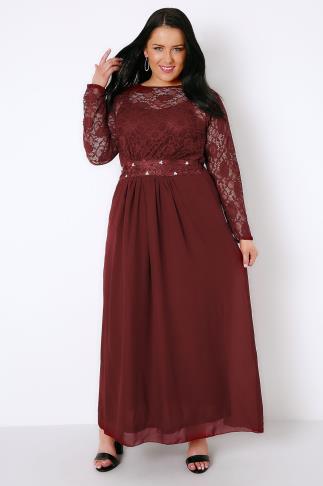 SCARLETT & JO Cranberry Velvet Maxi Dress Plus Size 14 to 32