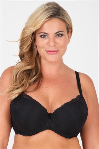 Black delicate heart underwired bra 70