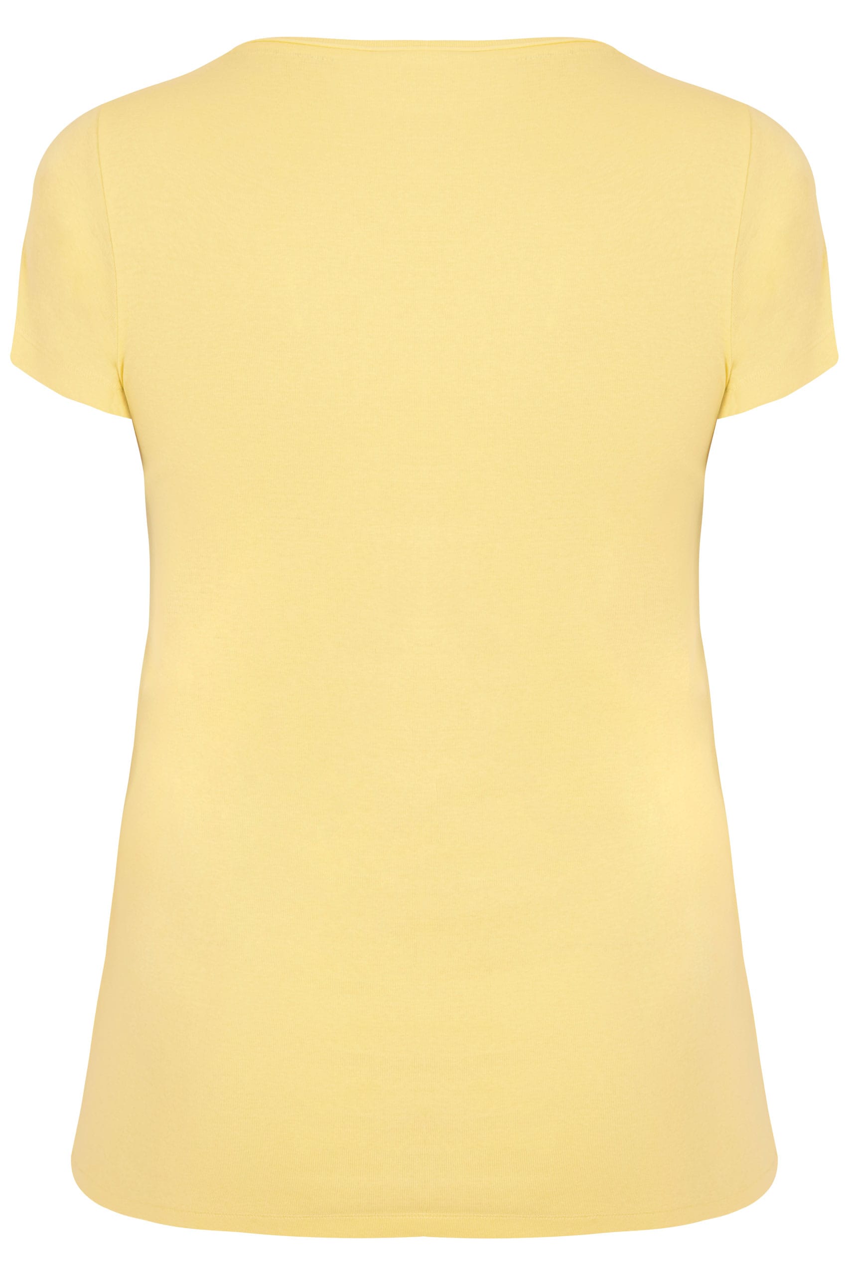 Lemon Yellow Short Sleeved V Neck Basic T Shirt Plus Size 16 To 36