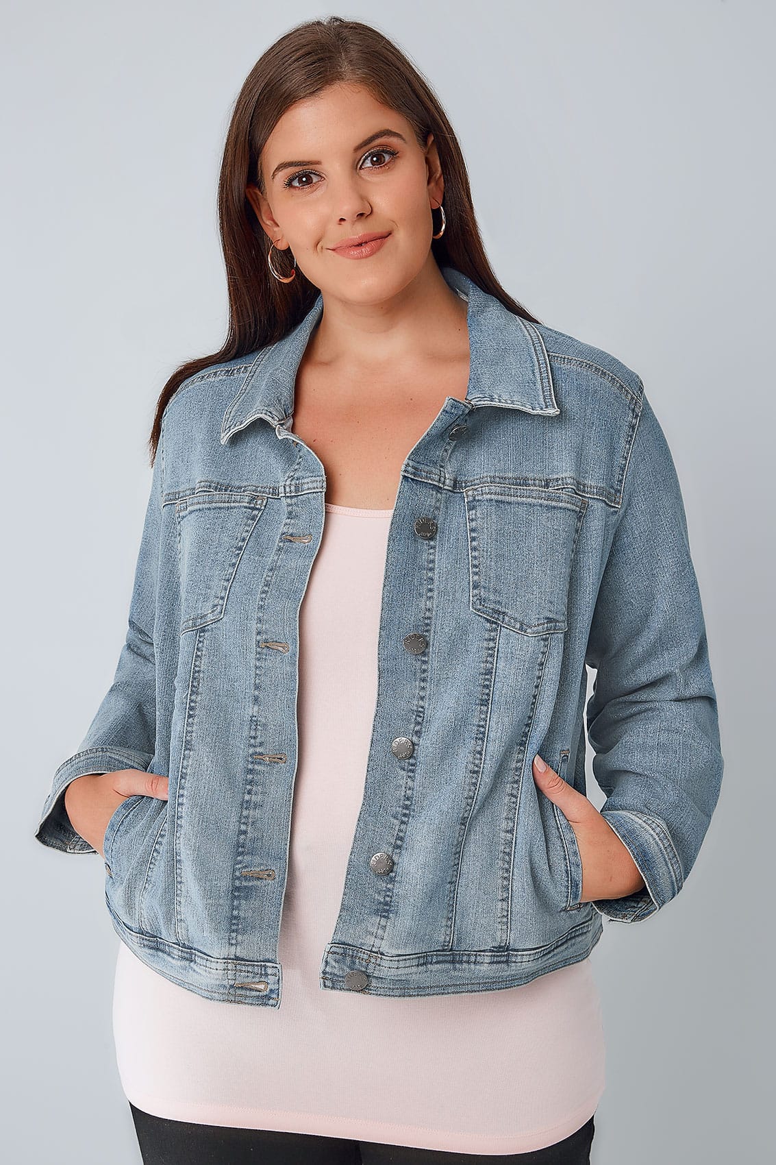 Light Blue Denim Jacket, Plus size 16 to 32