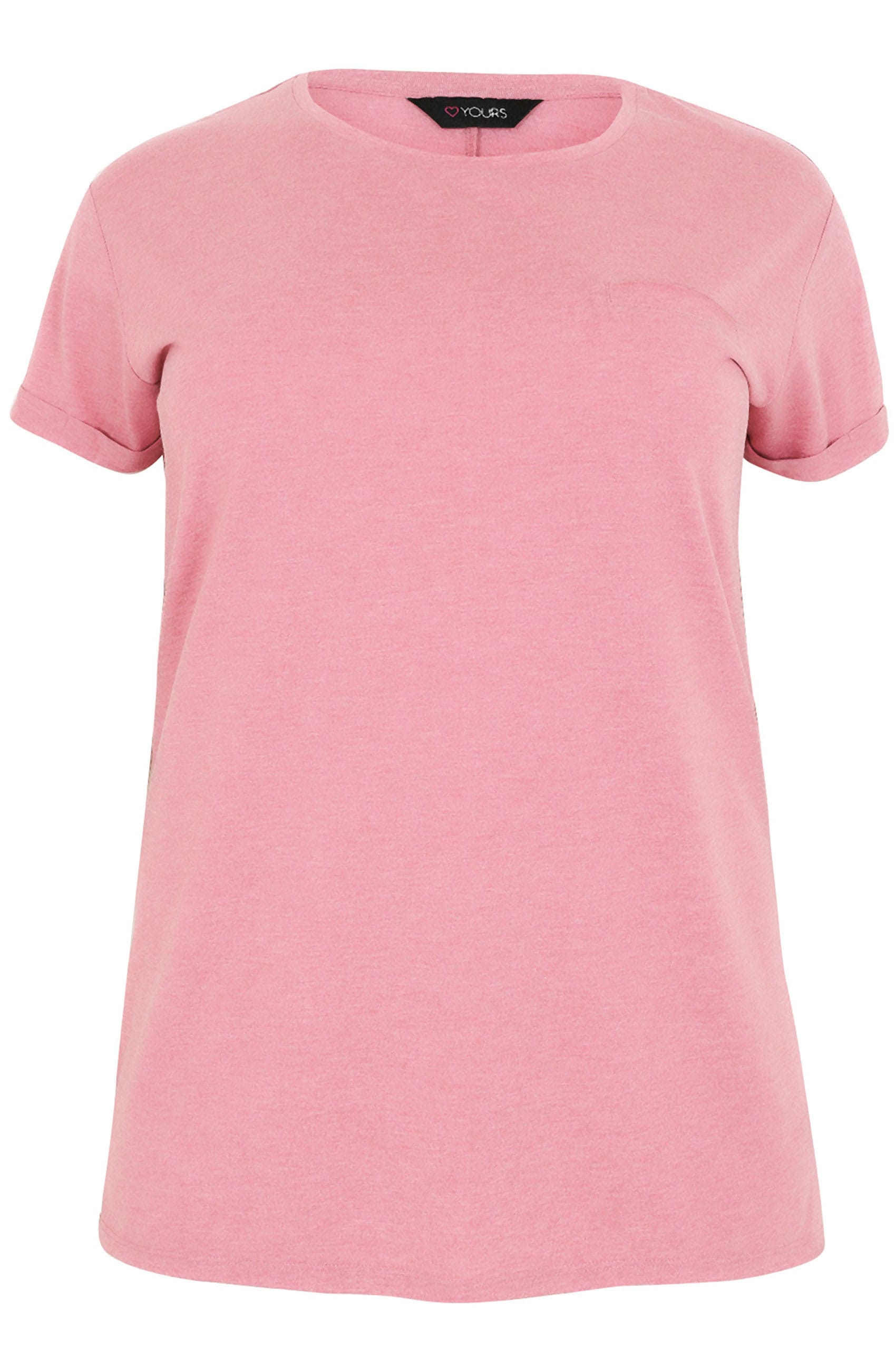 Download Light Pink Pocket T-Shirt With Curved Hem, Plus size 16 to 36