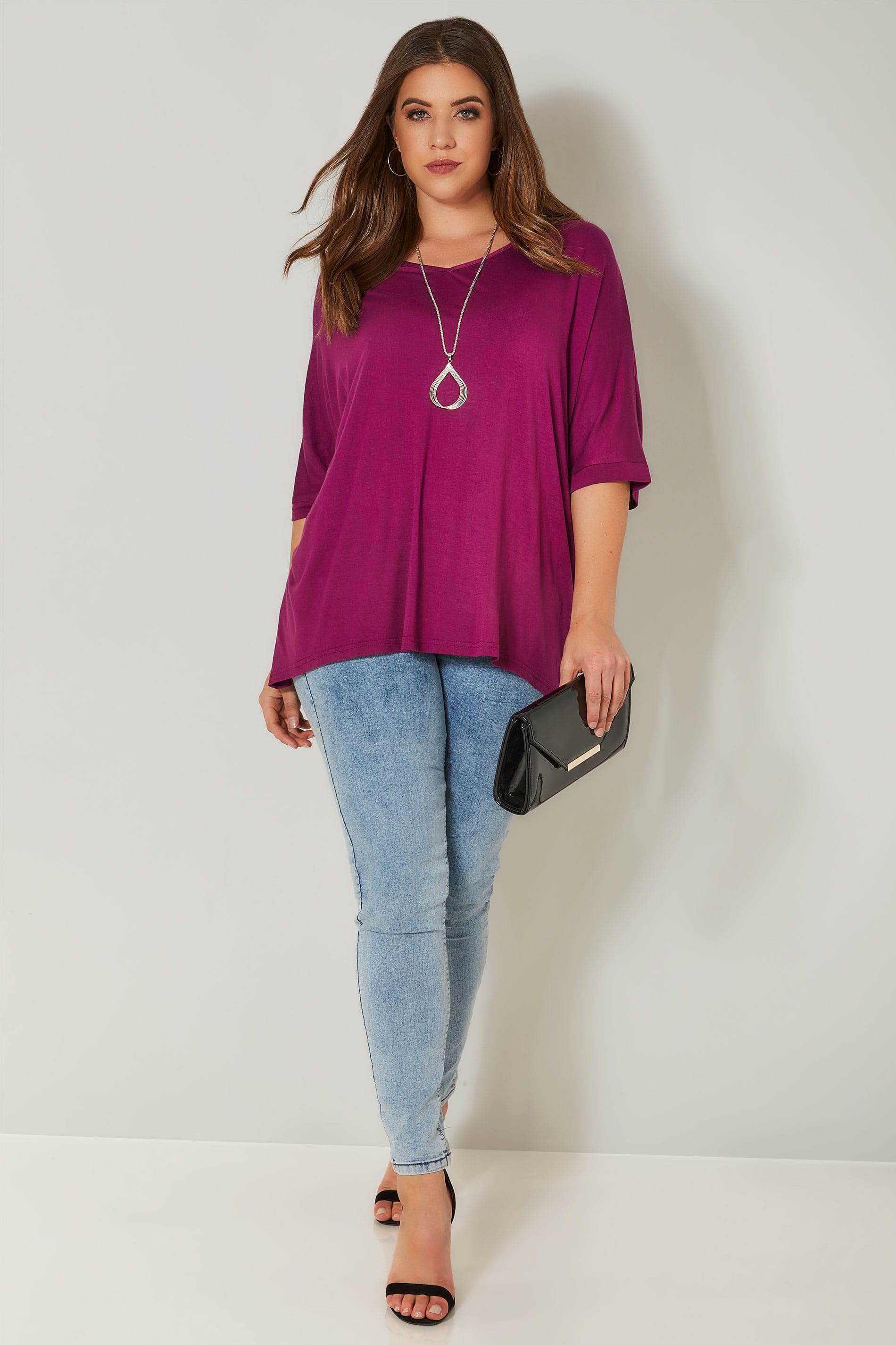 Magenta Pink Jersey Top, Plus size 16 to 36
