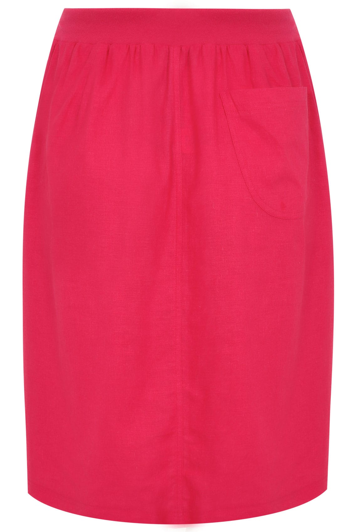 Magenta Pink Linen Midi Skirt, Plus size 16 to 36