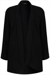 Black Crepe Boyfriend Blazer Jacket, Plus Size 16 to 32