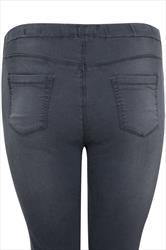 Grey Denim Jeggings With Faded Leg Detail plus Size 14 to 28