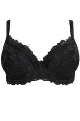 Black Daisy Floral Lace Underwired Moulded Cup Bra