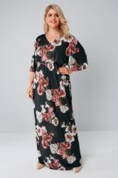 maxi dress kimono sleeves rose multi yours plus london