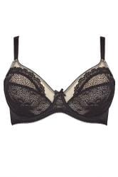 Black delicate heart underwired bra 70