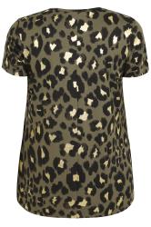 Khaki, Black & Gold Leopard Print Top With Side Slits Plus Size 16 to 32