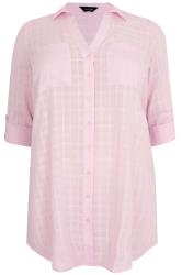 Pink Checked Longline Shirt With Waist Tie, Plus size 16 to 36