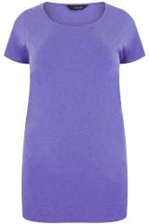 Purple Marl Scoop Neck Longline Jersey T-Shirt, Plus size 16 to 36