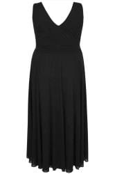 SCARLETT & JO Black 'Marilyn' Wrap Front Maxi Dress plus size 16 to 32