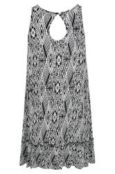 Black, White & Multi Aztec Print Sleeveless Sun Dress Plus Size 14 to 32