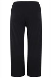Black Pull On Wide Leg Trousers plus Size 16 to 32