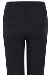 Black Linen Mix Full Length Trousers With Four Pockets plus size 14,16 ...
