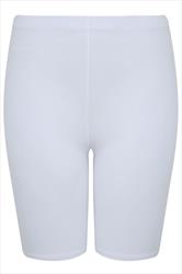 White Cotton Essential Legging Shorts plus size 16 to 36