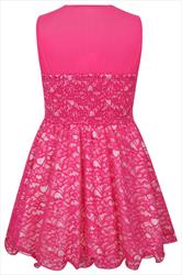 Pink And Ivory Floral Lace Sleeveless Skater Prom Dress plus size 14,16 ...