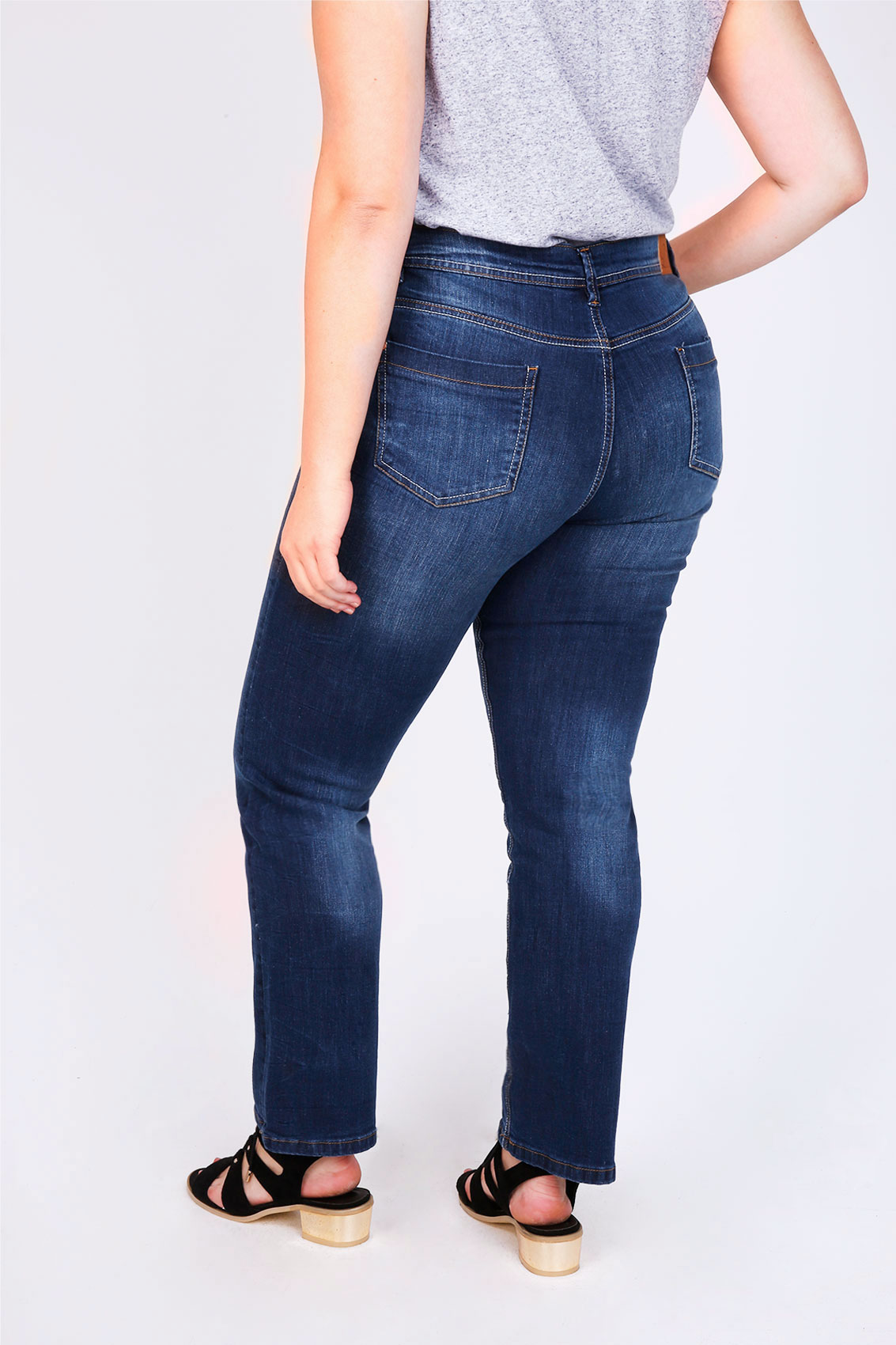 Mid Blue Denim Straight Leg Jeans Plus Size 14 to 28