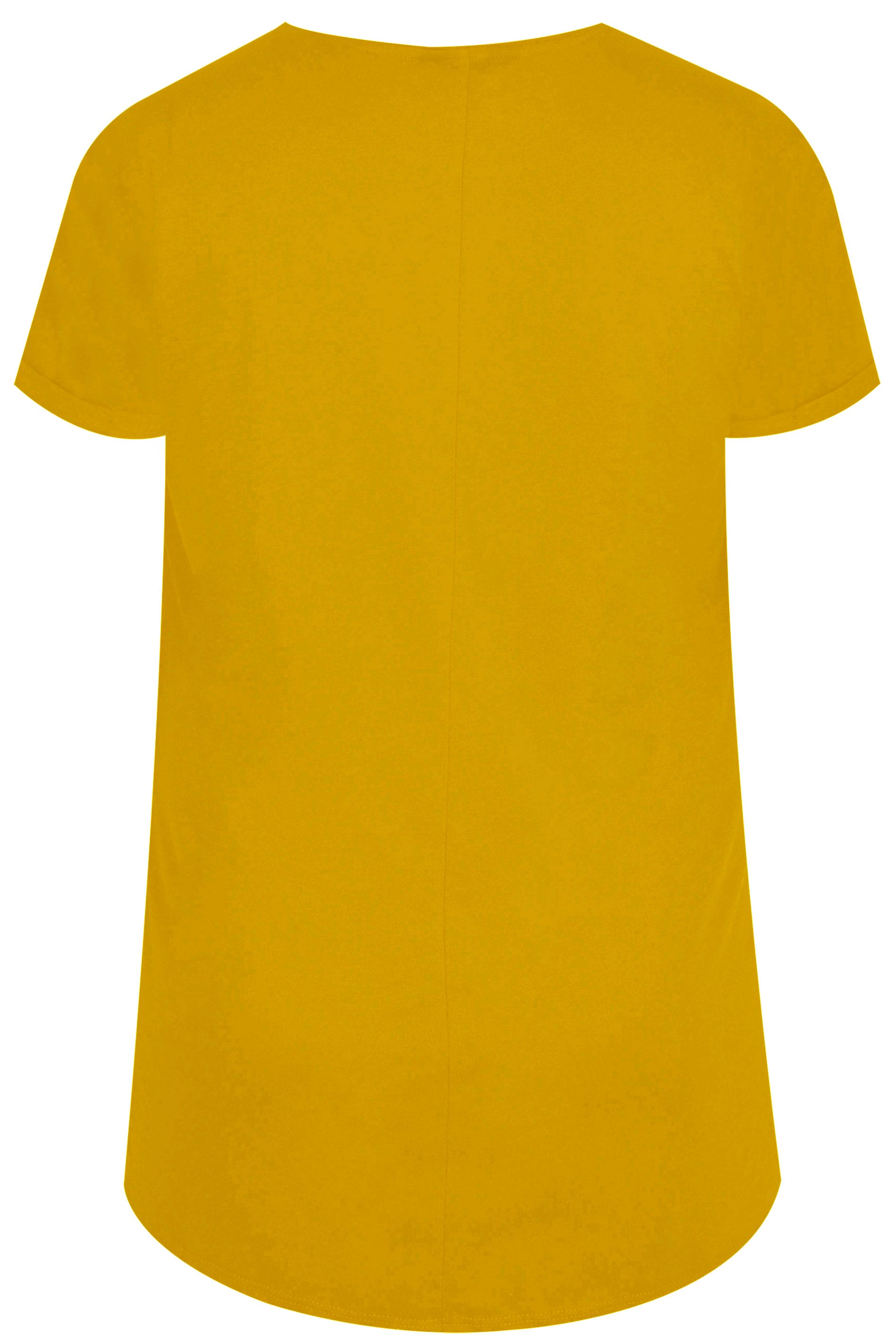 Download Mustard Yellow Mock Pocket T-Shirt With Curved Hem, plus ...