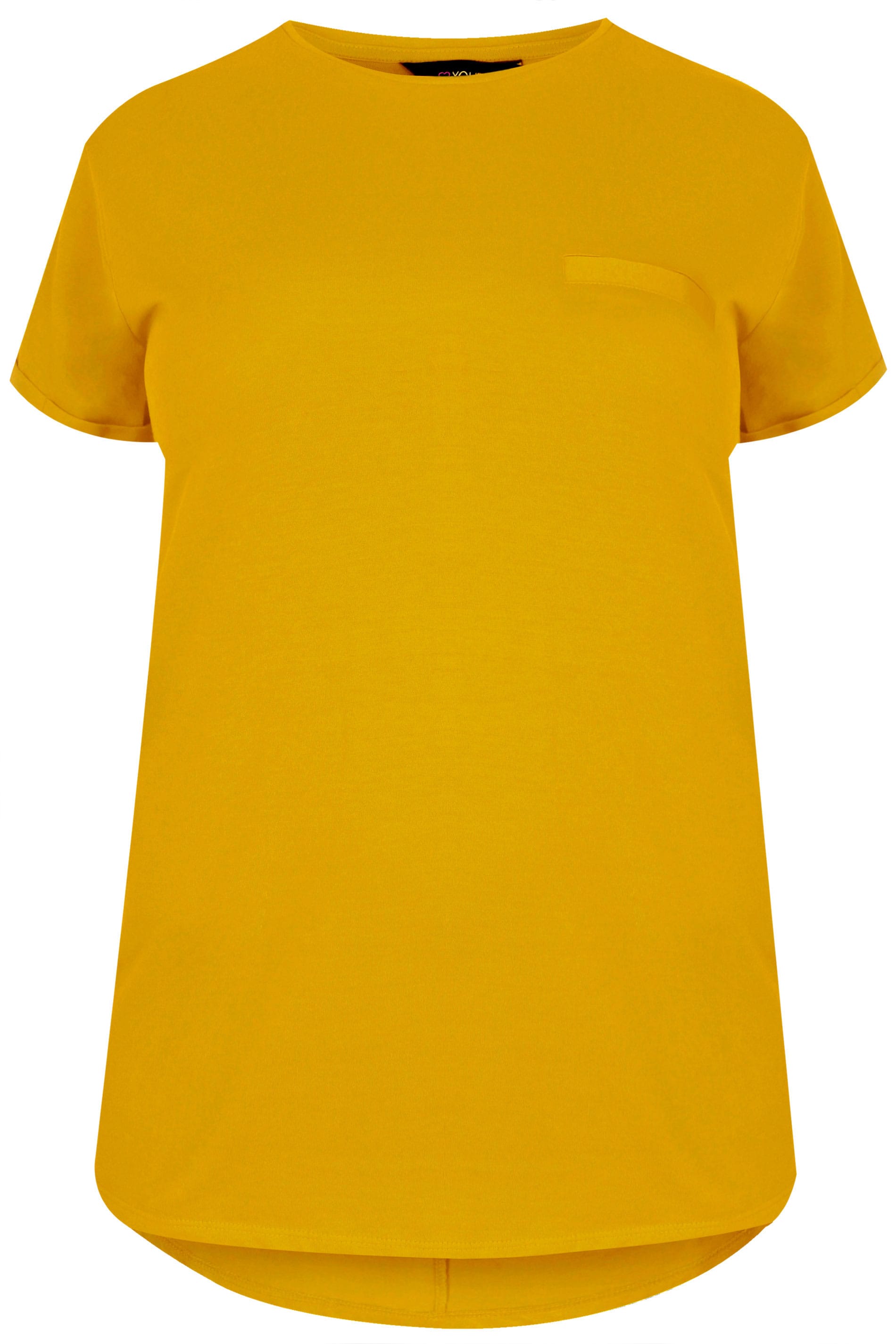 Download Mustard Yellow Mock Pocket T-Shirt With Curved Hem, plus ...