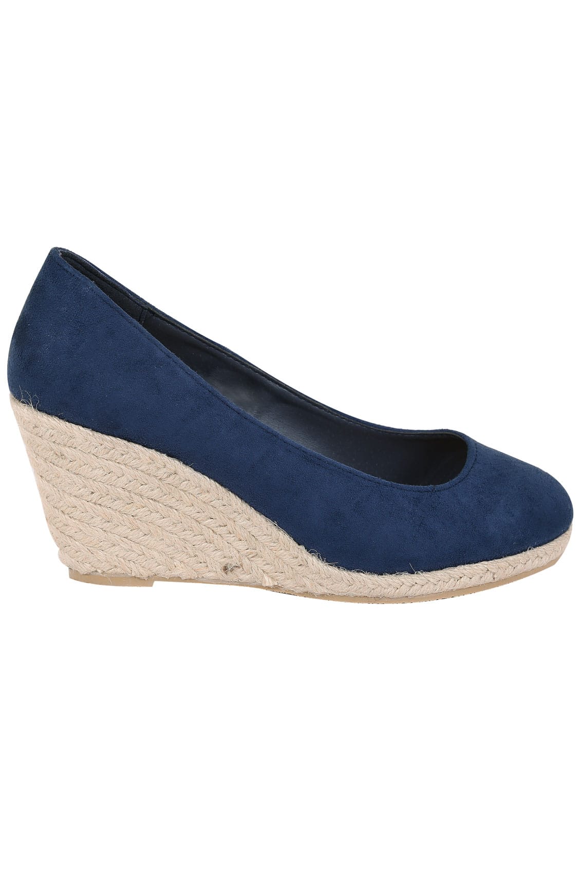 Navy COMFORT INSOLE Closed Toe Espadrille Wedges In EEE Fit
