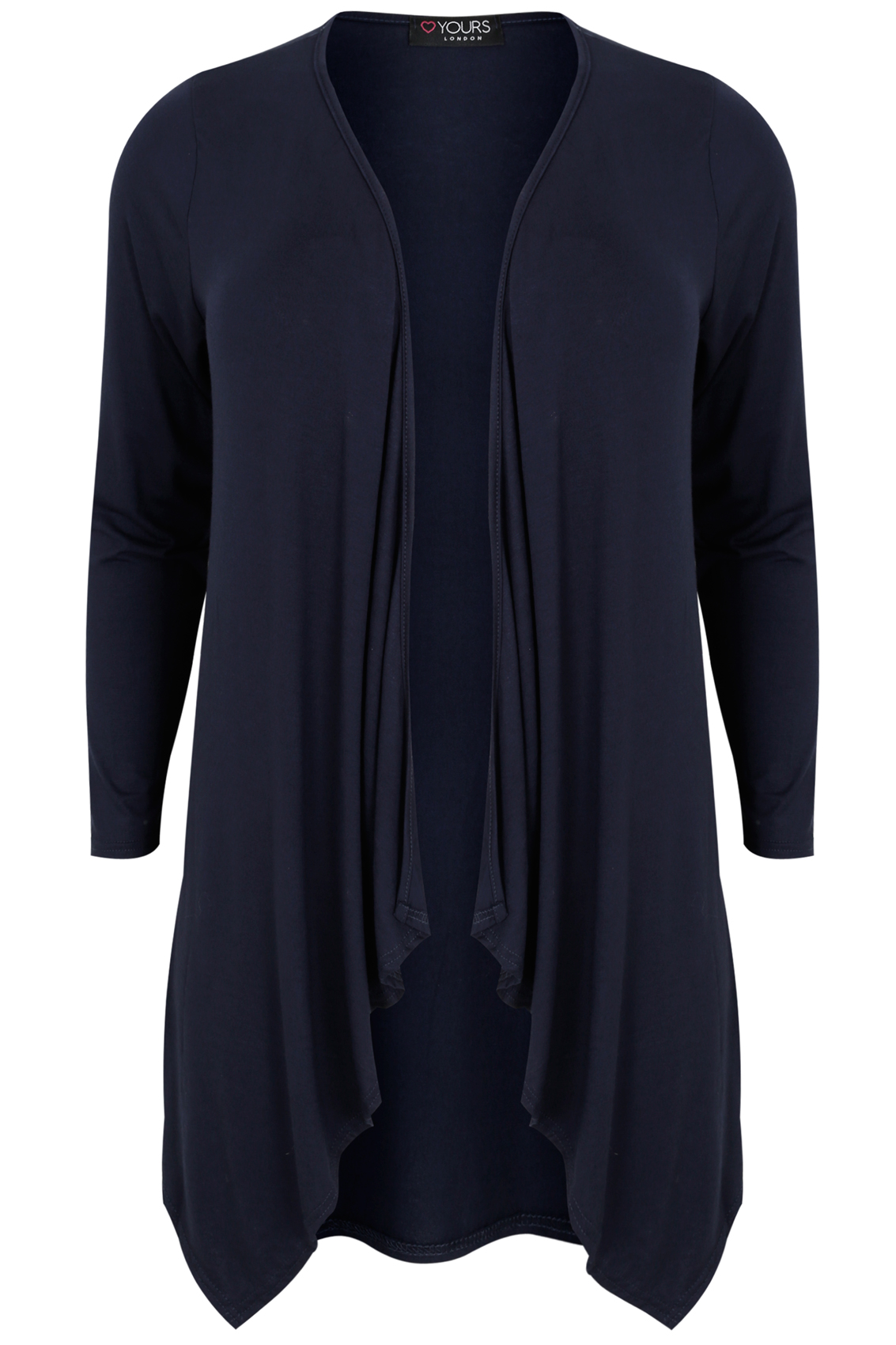 Navy Cardigan With Waterfall Front, Plus size 16 to 32