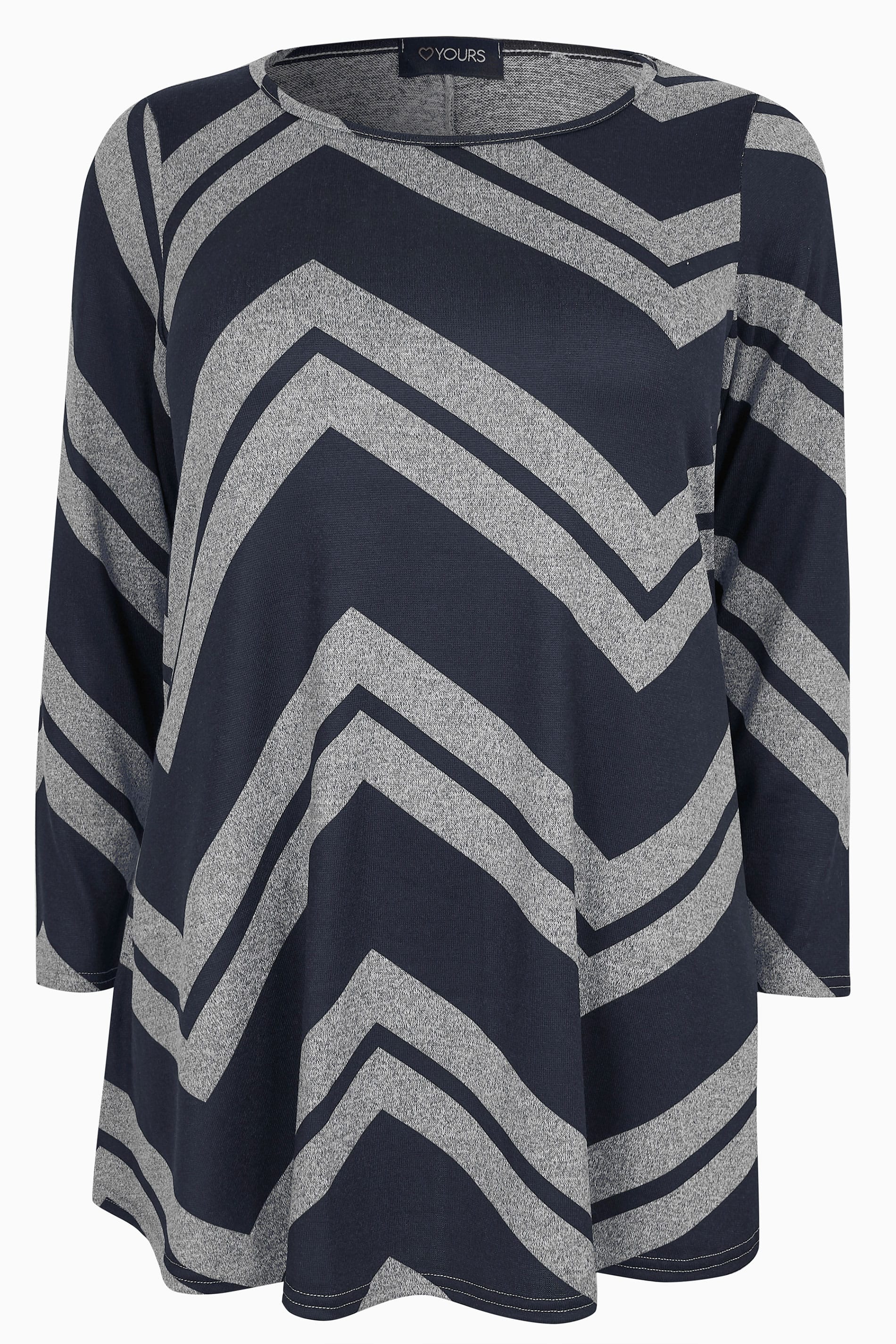 Navy Chevron Swing Top | Sizes 16 to 36 | Yours Clothing