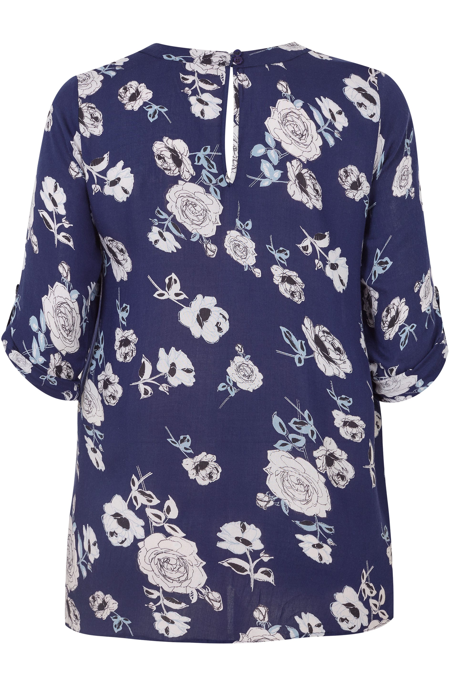 Navy Floral Woven Top, Plus size 16 to 32