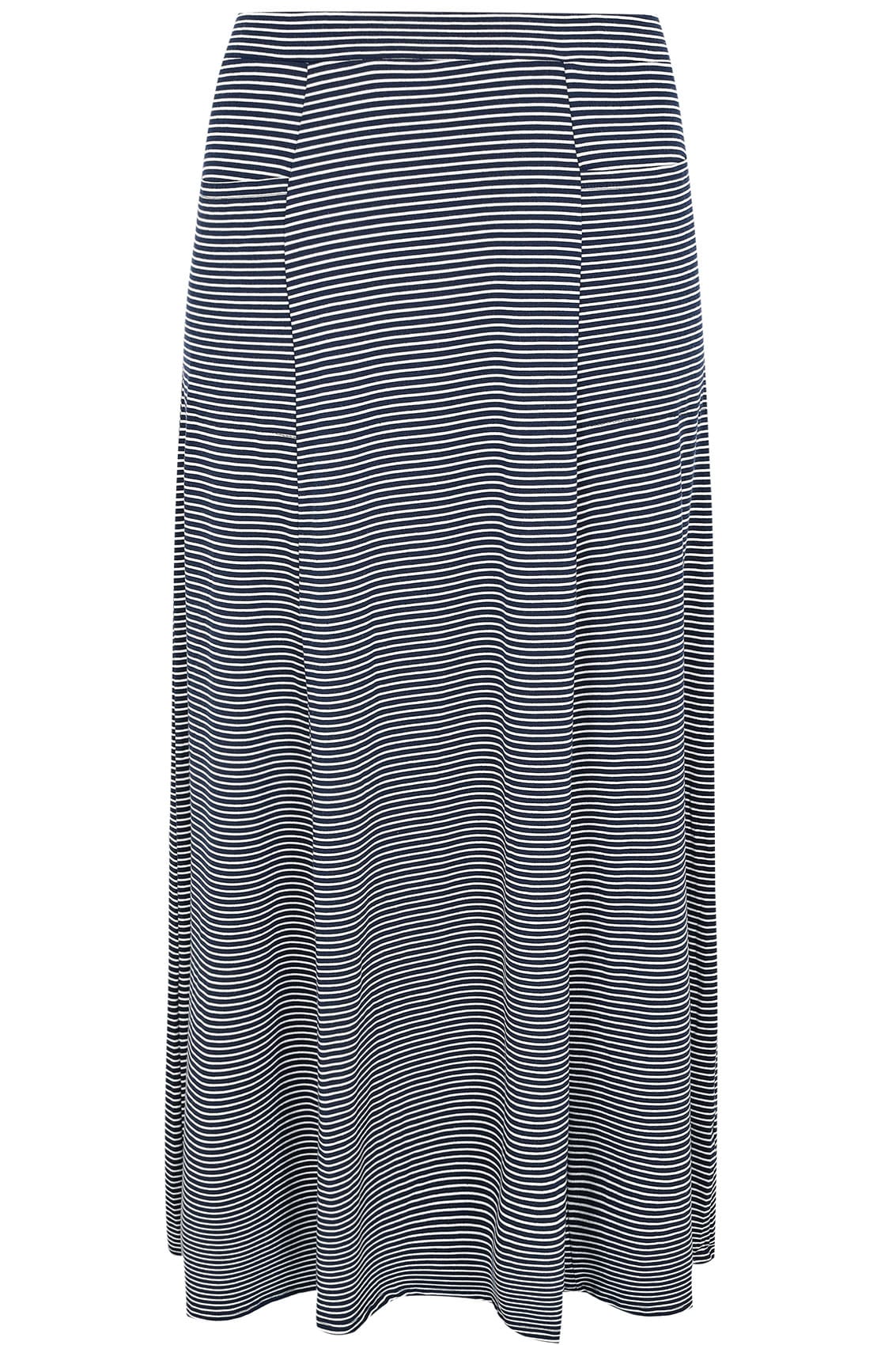 Navy & White Stripe Maxi Skirt With Pockets, Plus size 16 to 36