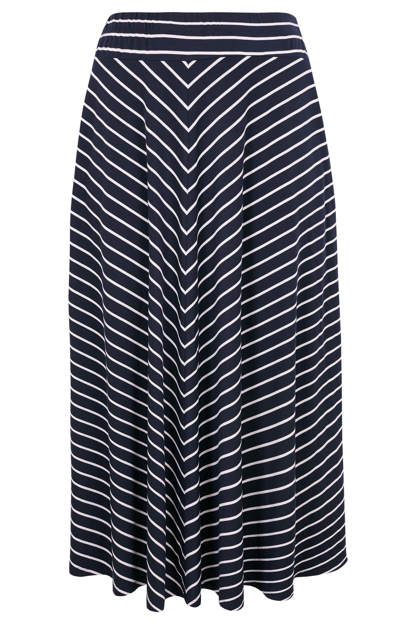 Navy & White Striped Maxi Skirt, Plus size 16 to 36