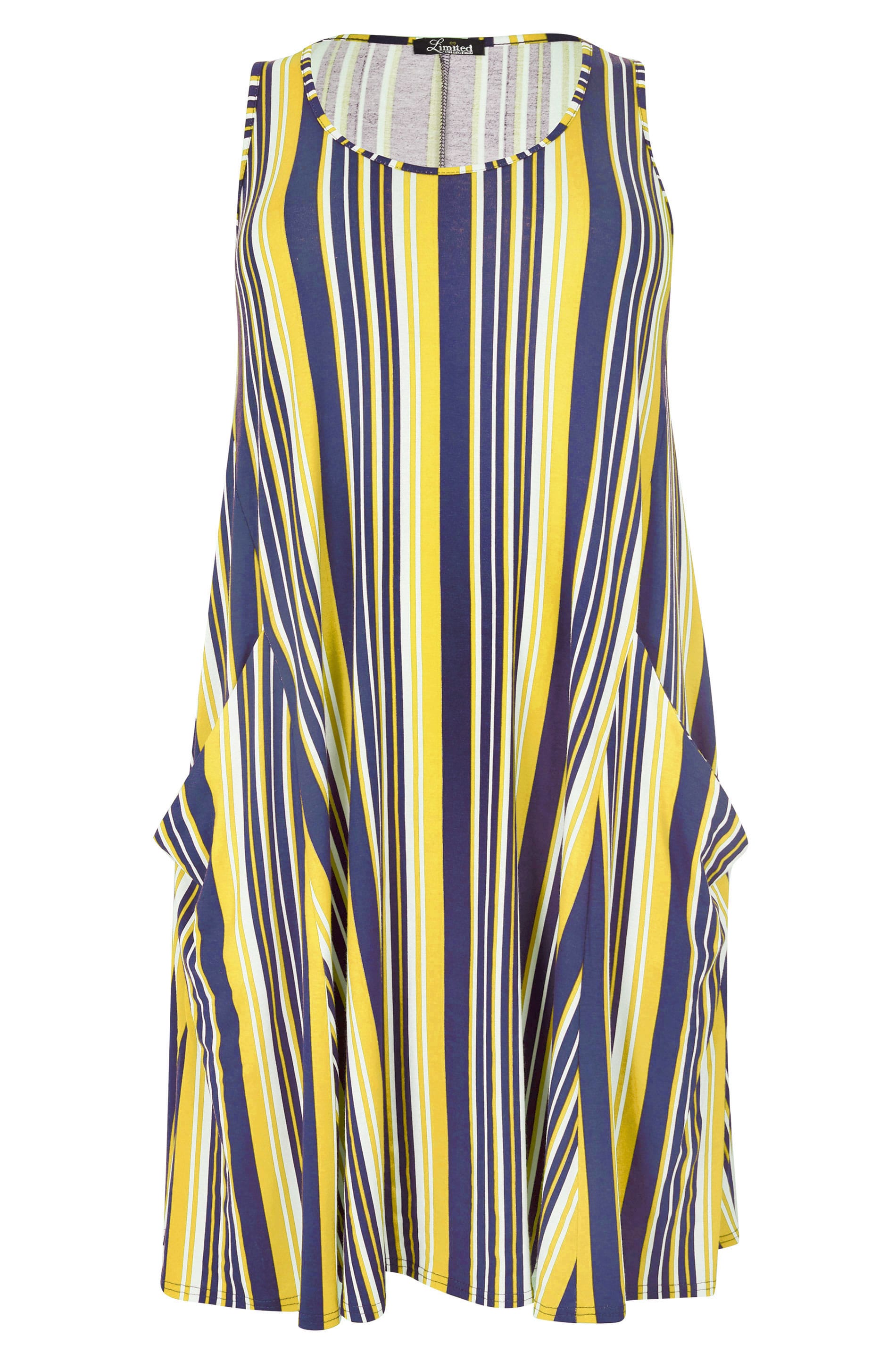 Navy & Yellow Striped Drape Pocket Dress | Plus size 16 to 32 | Yours ...