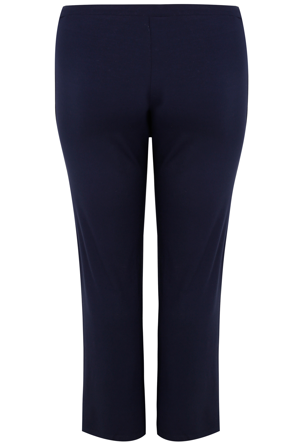 Navy Wide Leg Pull On Stretch Jersey Yoga Trousers Plus Size 16 To 36