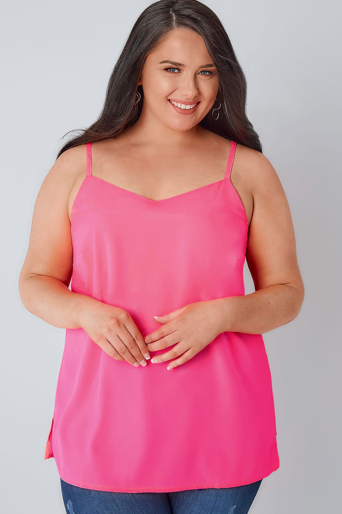 Neon Pink Woven Cami Top Plus Size 16 To 36 9710