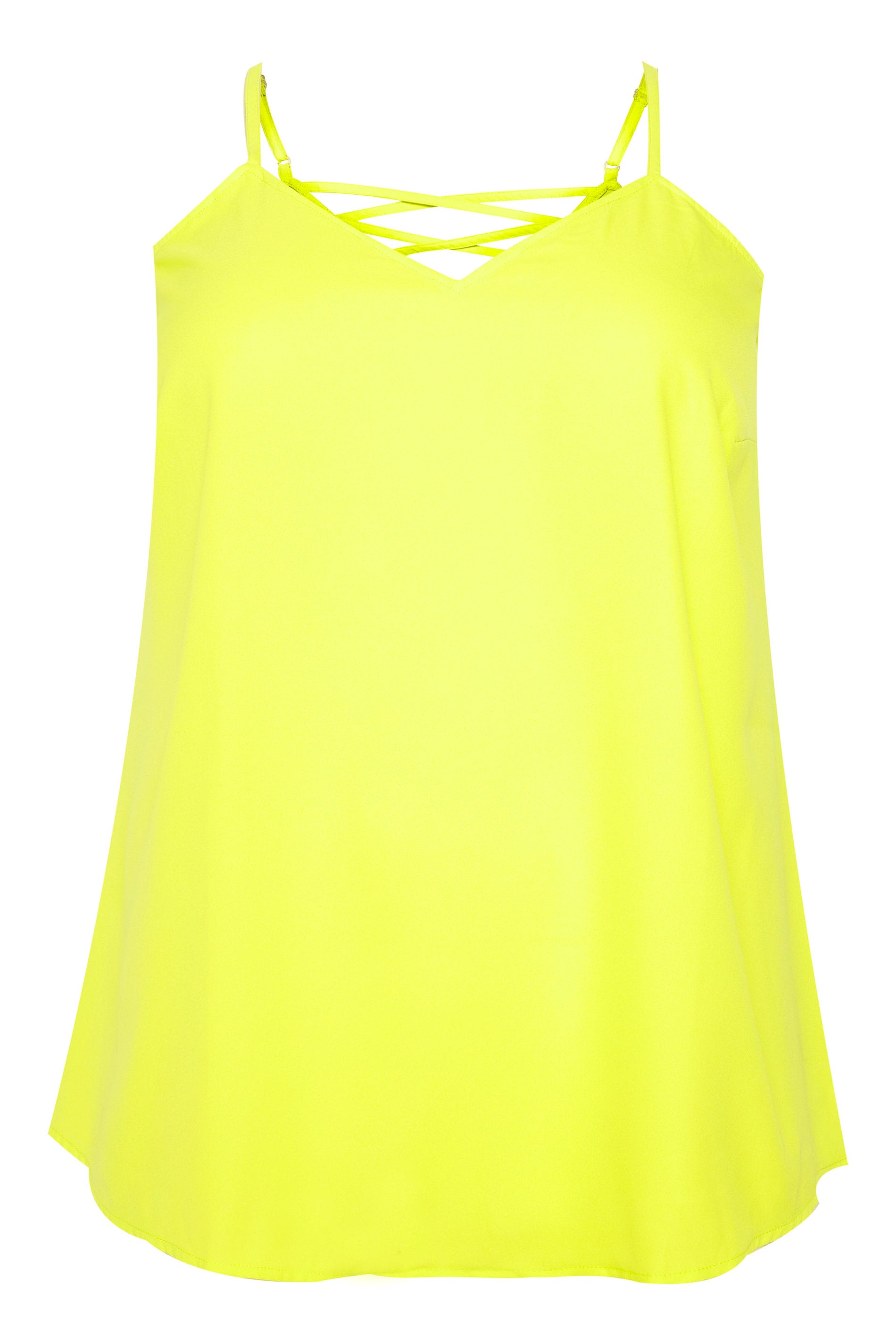 Neon Yellow Lattice Back Cami Top | Sizes 16 to 36 | Yours Clothing