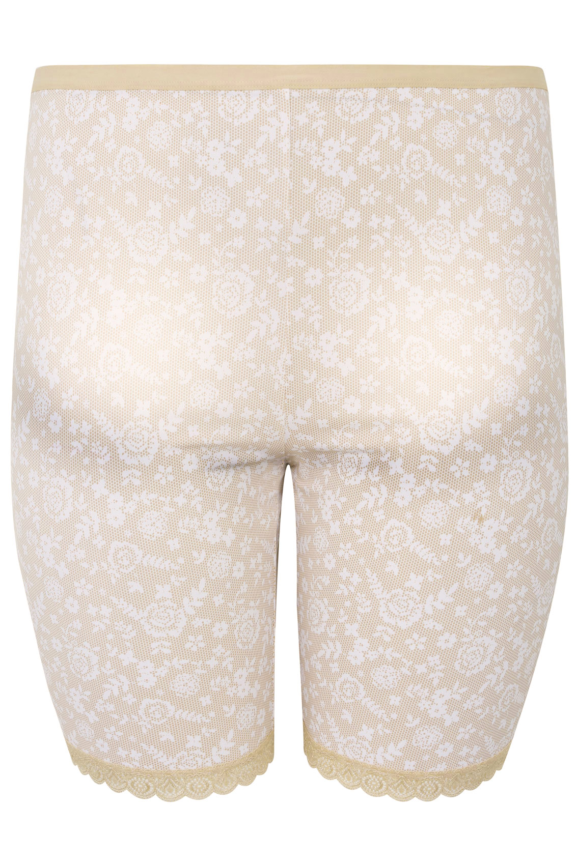 Nude Lace Print Thigh Smoothers With Lace Hem Plus Size 16 to 36
