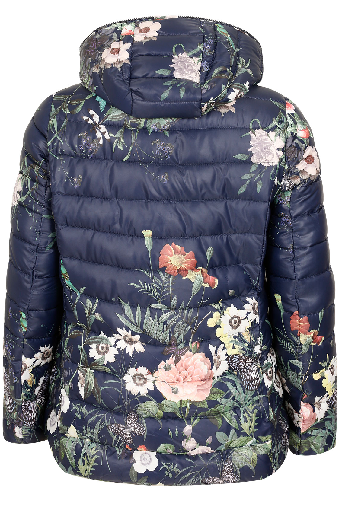 PAPRIKA Navy Floral Print Quilted Puffer Jacket With Hood plus size 18 ...