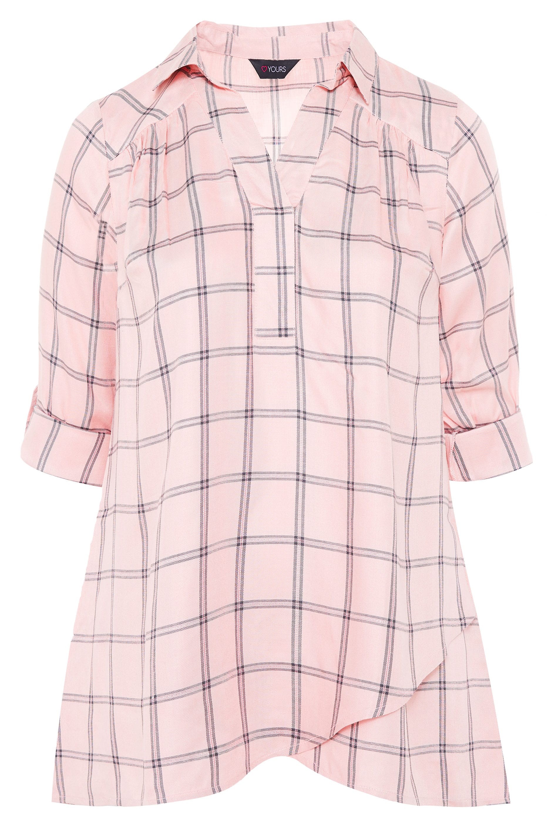 Pink Checked Double Layer Shirt | Sizes 16-36 | Yours Clothing